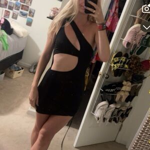 Black cutout mini bodycon dress